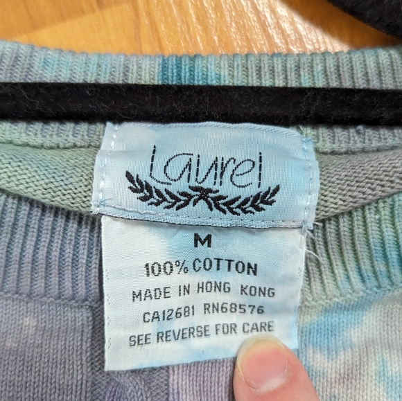 Vintage purple & teal hand dyed knit crew neck sweater - Picture 7 of 7